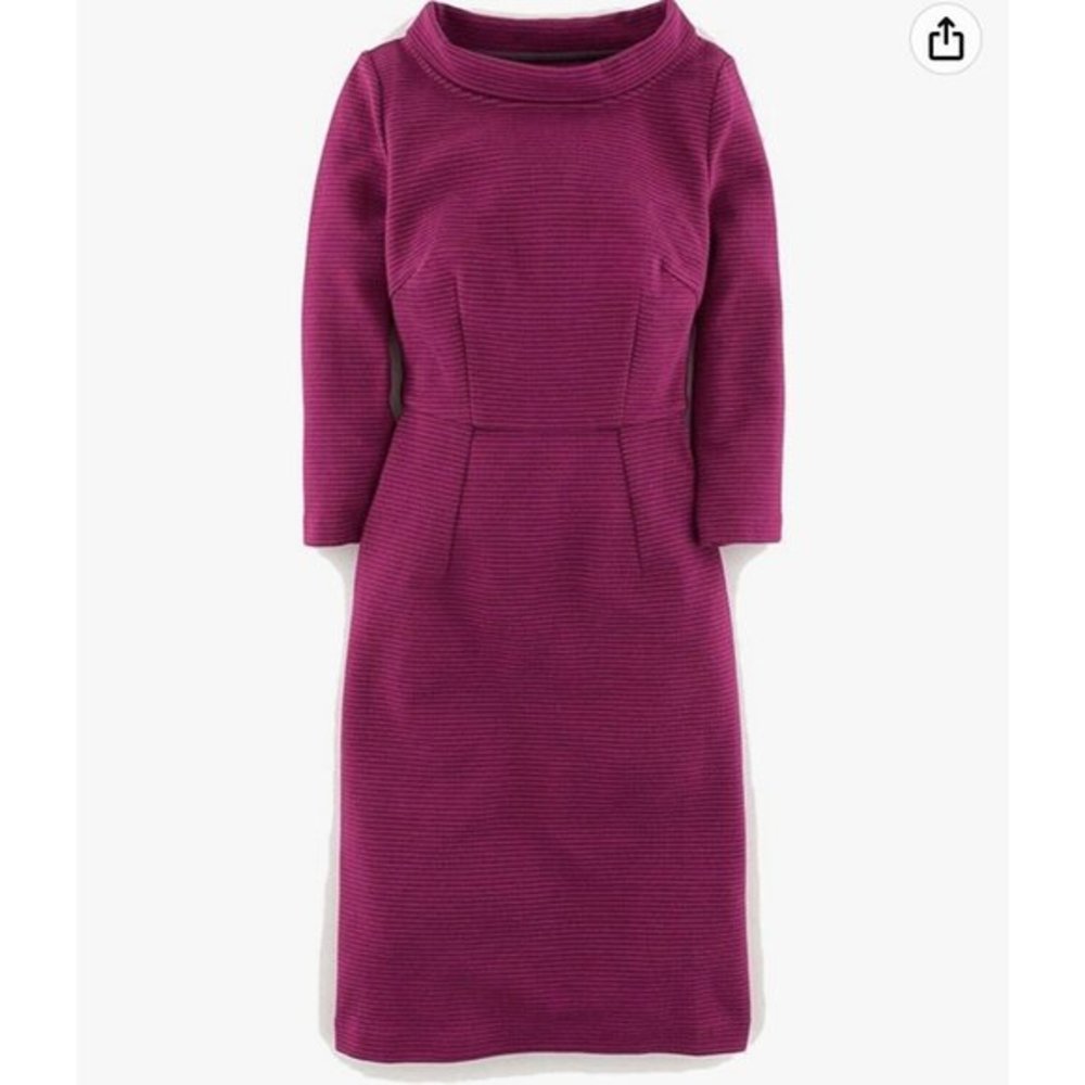 Boden Womens Zoe Ponte Dress‎ Size 2 Ribbed Mock Neck Knee-Length Plum Fuchsia